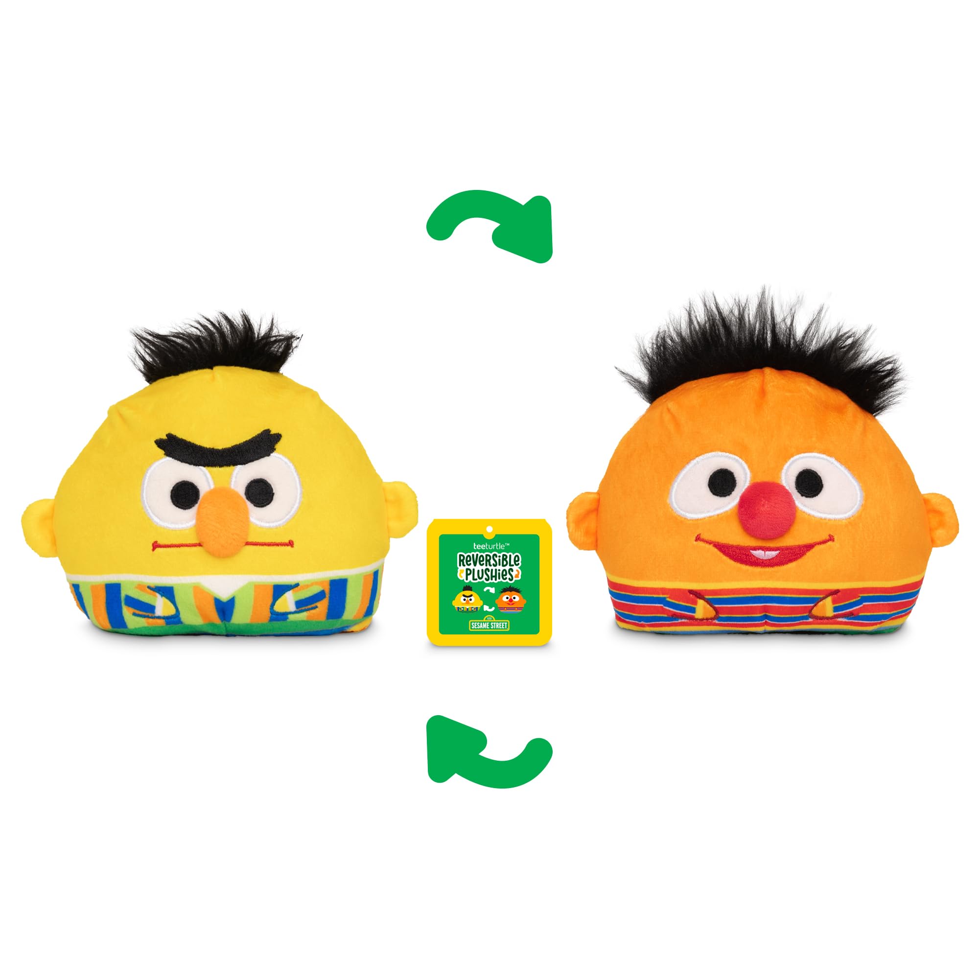 TeeTurtle Bert and Ernie Reversible Plushie - 4" Sesame Street Mood Toy, Soft Stuffed Animal for Kids and Adults