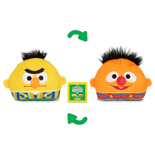 TeeTurtle Bert and Ernie Reversible Plushie - 4" Sesame Street Mood Toy, Soft Stuffed Animal for Kids and Adults