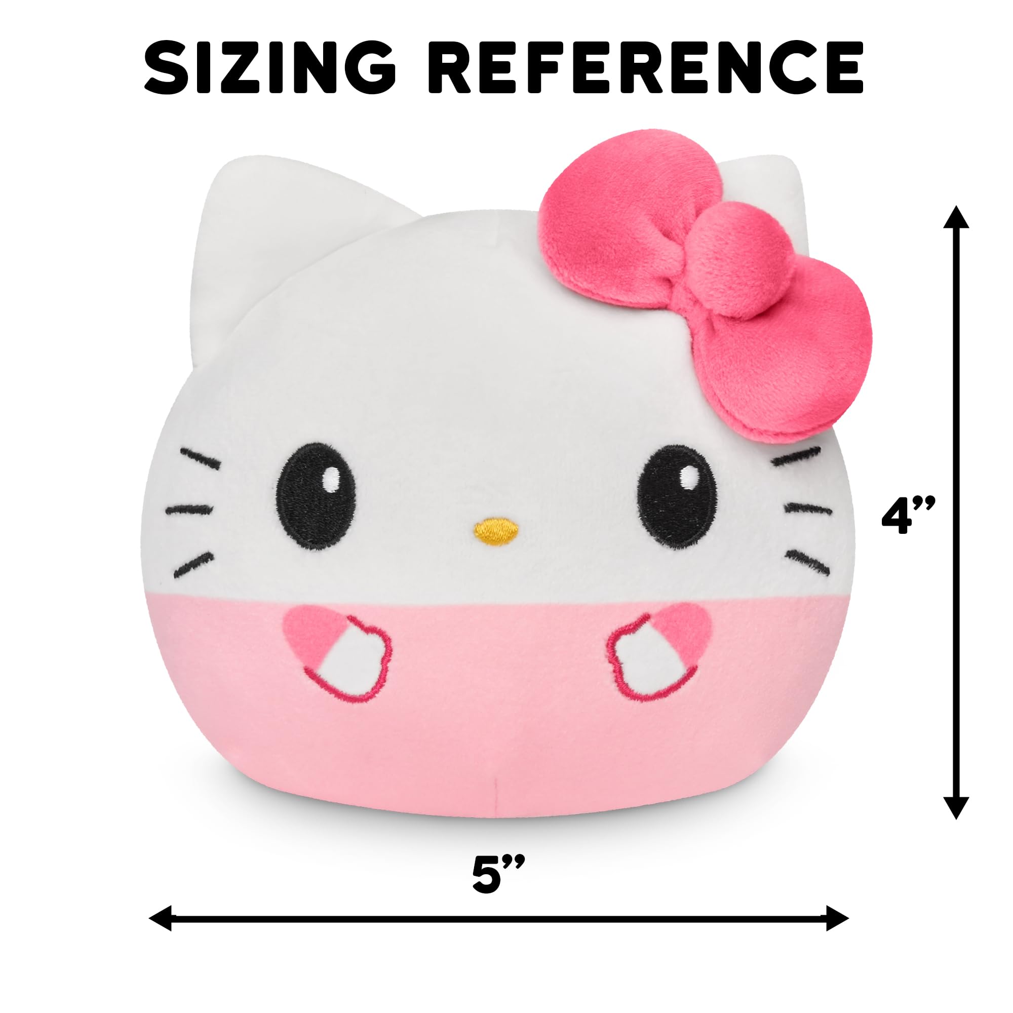 TeeTurtle Hello Kitty 50th Anniversary Reversible Plushie - 4 Inch Soft Stretch Velboa Stuffed Animal