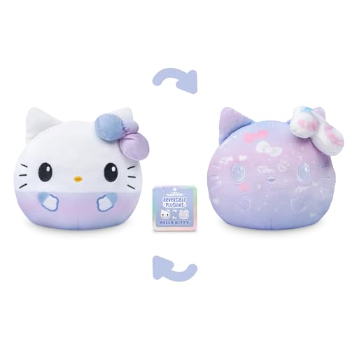 TeeTurtle Hello Kitty 50th Anniversary Reversible Plushie – Purple, 4-Inch Soft Stretch Velboa Stuffed Animal
