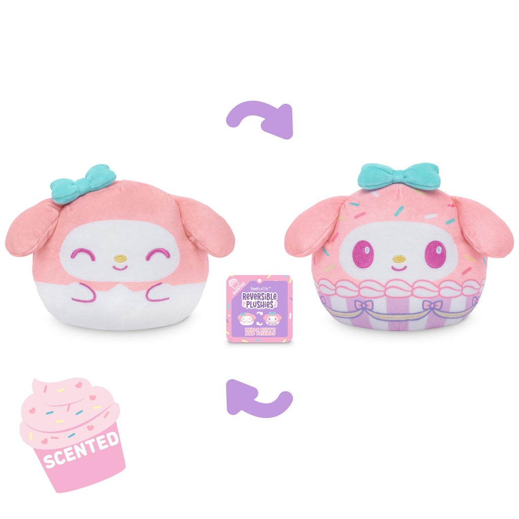 TeeTurtle My Melody Reversible 4" Cupcake Scented Plushie - Cute Kawaii Sanrio Soft Stuffed Animal