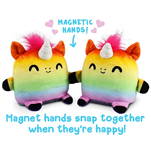 TeeTurtle Plushmates: Reversible Horse + Unicorn Plush with Magnetic Hands – Rainbow & Gray