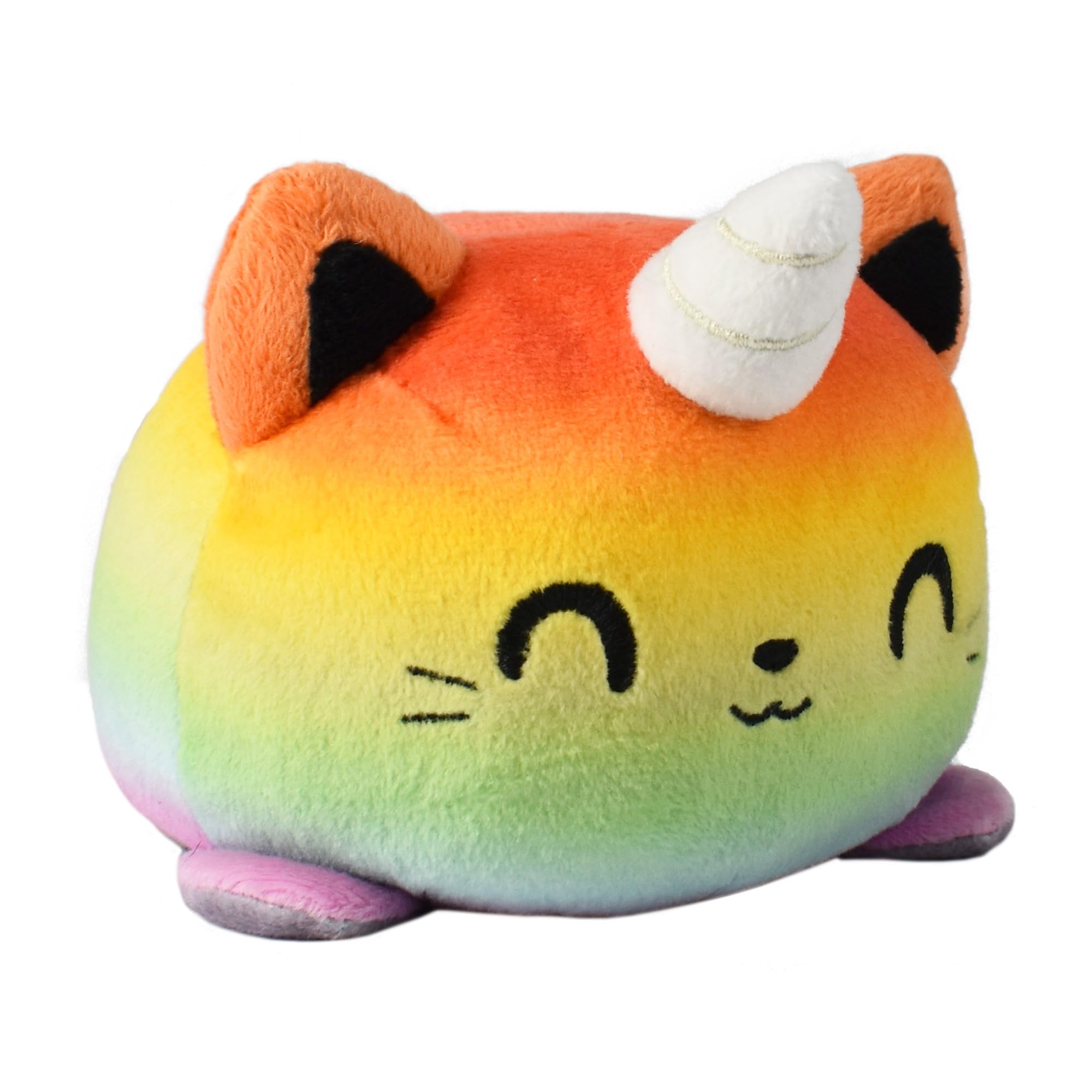 TeeTurtle Reversible 4-Inch Gray Tabby/Rainbow Plushie – Flip Toy for Emotional Communication