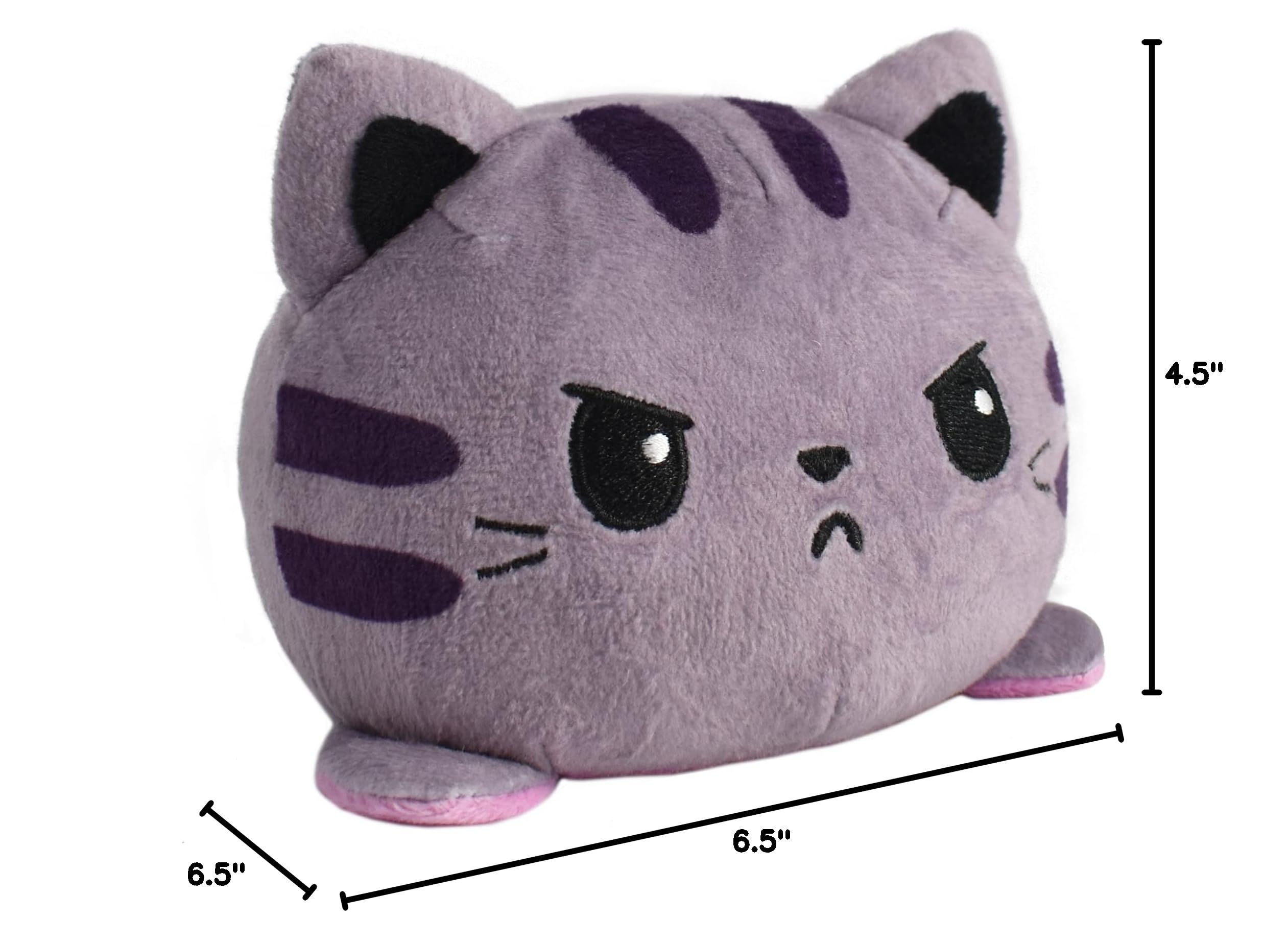 TeeTurtle Reversible 4-Inch Gray Tabby/Rainbow Plushie – Flip Toy for Emotional Communication