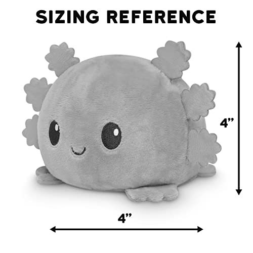 TeeTurtle Reversible Axolotl Plushie - 4-Inch Black + Pumpkin Two-Sided Soft Toy with Embroidered Details