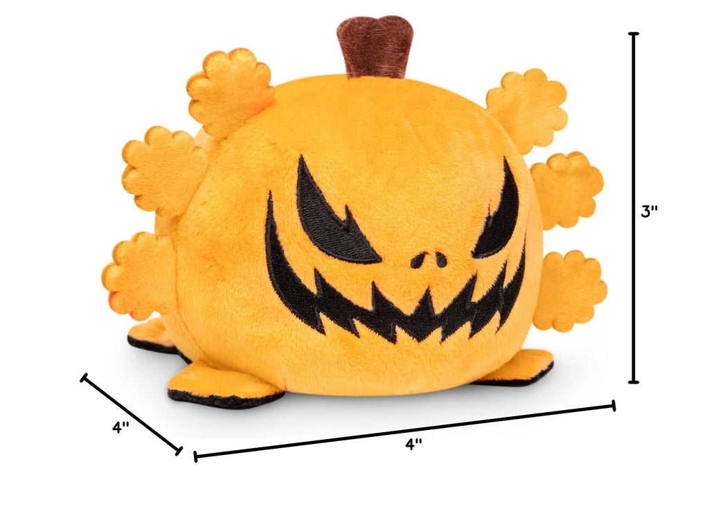 TeeTurtle Reversible Axolotl Plushie - 4-Inch Black + Pumpkin Two-Sided Soft Toy with Embroidered Details