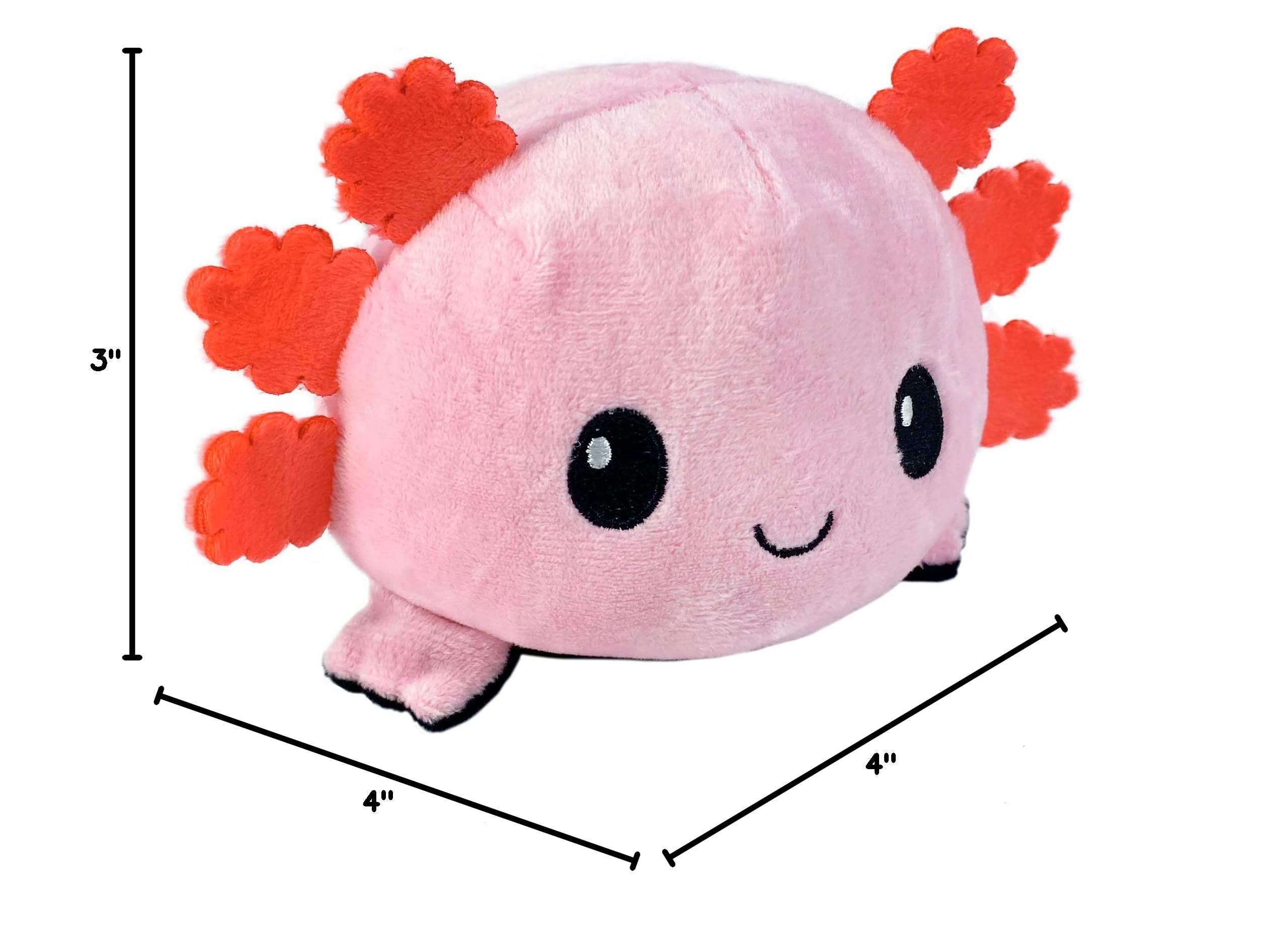 TeeTurtle Reversible Axolotl Plushie (Pink + Black) - 4 Inch Cuddly Mood Toy