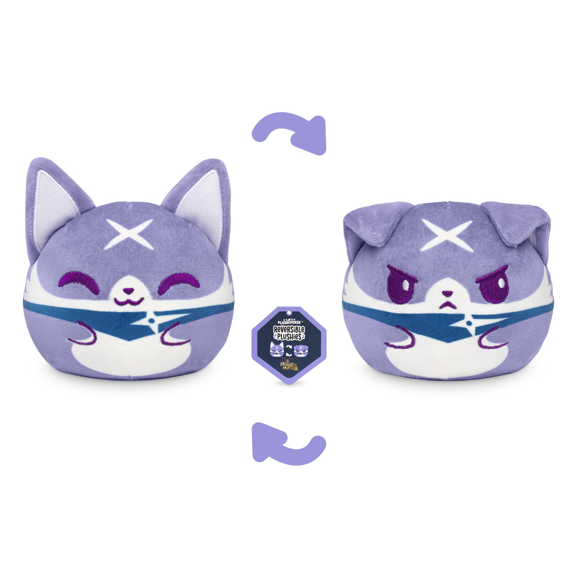 TeeTurtle Reversible Capcom Palamute Plushie – 4-Inch Flip Toy with Embroidered Details