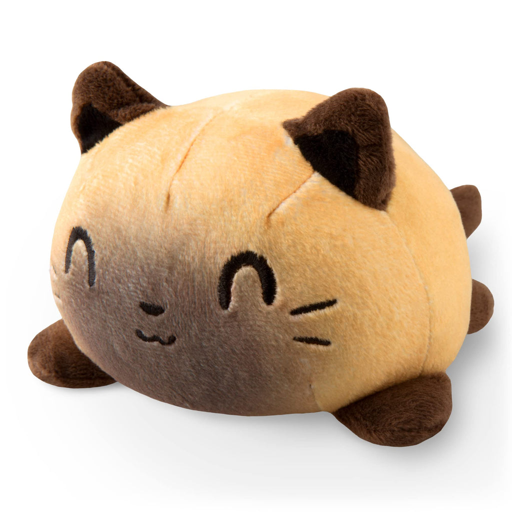 TeeTurtle Reversible Cat Plushie - 4-Inch Siamese Two-Sided Flip Toy with Embroidered Details - Cute Mini Collectible for All Ages