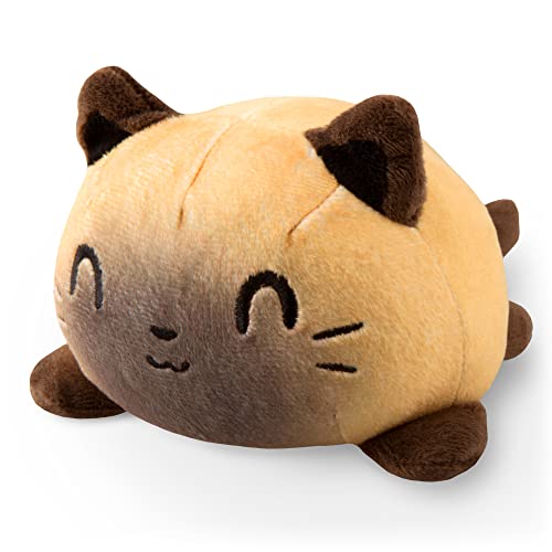 TeeTurtle Reversible Cat Plushie - 4-Inch Siamese Two-Sided Flip Toy with Embroidered Details - Cute Mini Collectible for All Ages