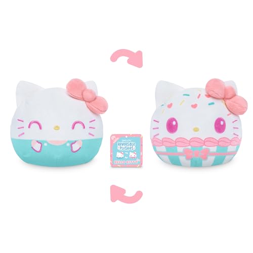 TeeTurtle Reversible Hello Kitty 4-Inch Plush: Two-Sided Cupcake Flip Toy with Embroidered Details