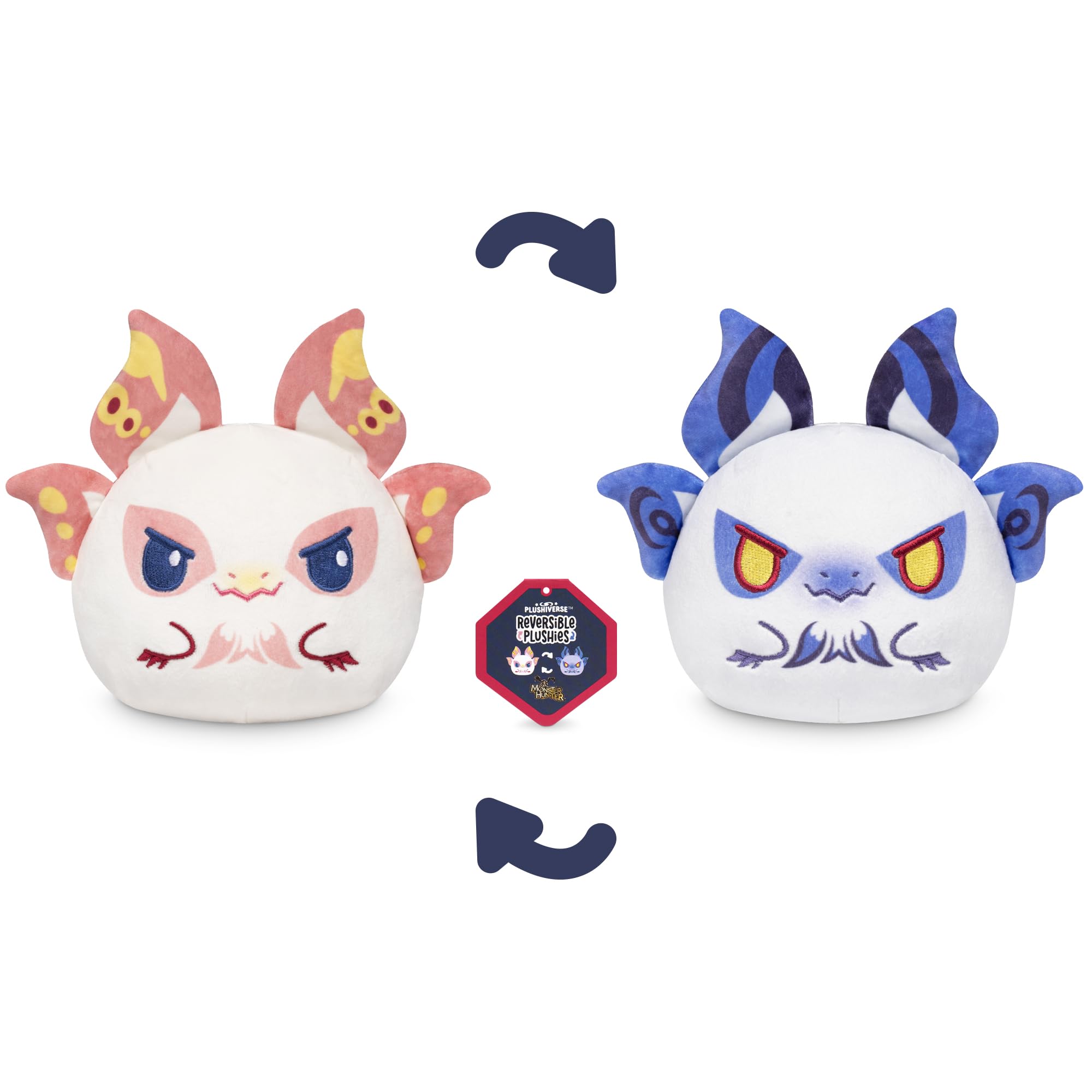 TeeTurtle Reversible Mizutsune Plushie – 4-Inch Double-Sided Flip Toy, White & Blue, Officially Licensed Capcom Collectible