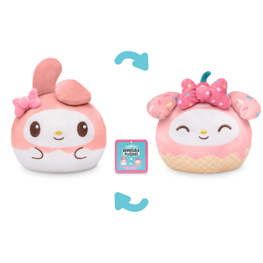 TeeTurtle Reversible My Melody Plushie – 4-Inch Two-Sided Flip Toy with Embroidered Details