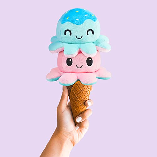TeeTurtle Reversible Octopus Plushie - 4-Inch Ice Cream Two-Sided Flip Toy with Embroidered Eyes