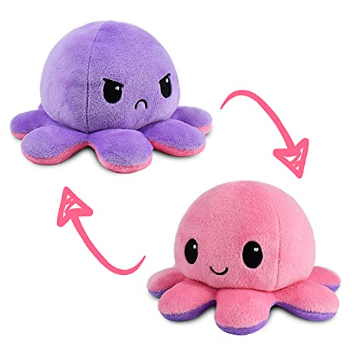 TeeTurtle Reversible Octopus Plushie - 4-Inch Pink & Purple Flip Toy with Embroidered Details