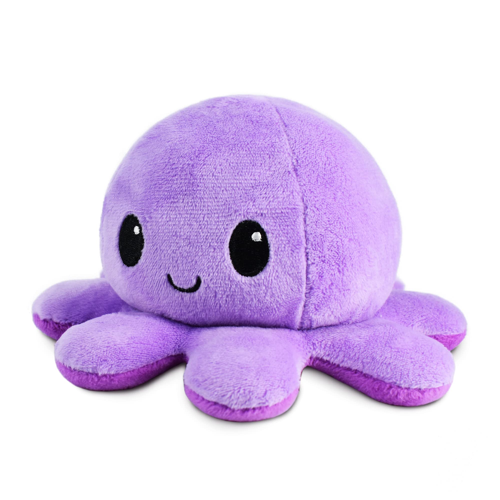 TeeTurtle Reversible Octopus Plushie – 4-Inch Dark Purple & Light Purple Flip Plush Toy with Embroidered Faces