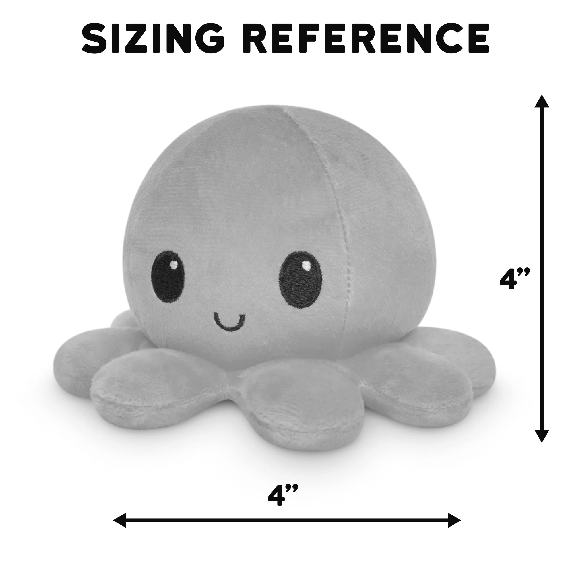 TeeTurtle Reversible Octopus Plushie 4-Inch – Happy Purple & Dead Gray Flip Toy with Embroidered Details