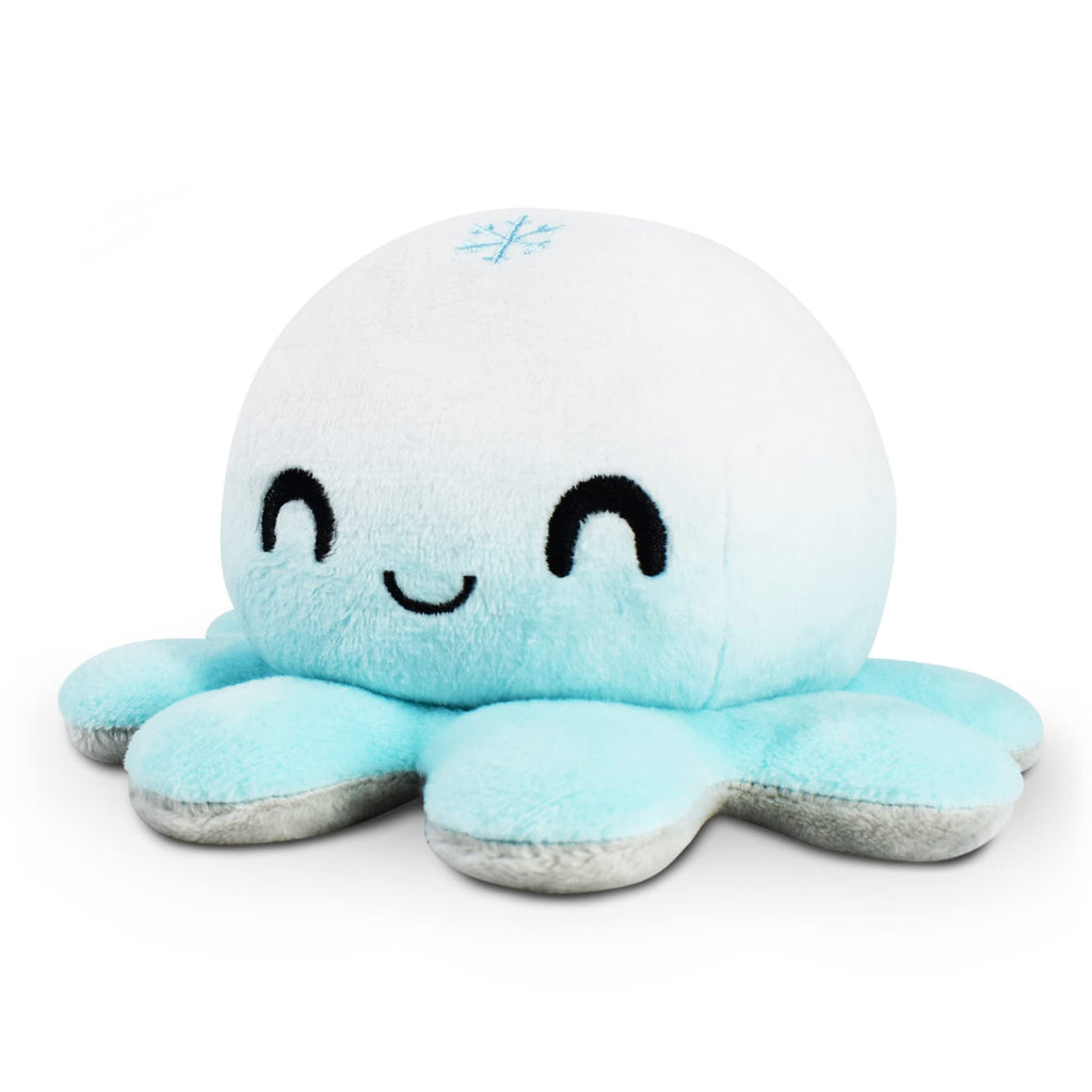 TeeTurtle Reversible Octopus Plushie 4-Inch Snowflake + Cloud Two-Sided Flip Plush Toy with Embroidered Details