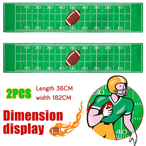 Tegeme 2 Pack Football Themed Table Runner – 14x72 Inch Flax Tablecloth for Game Day Decor