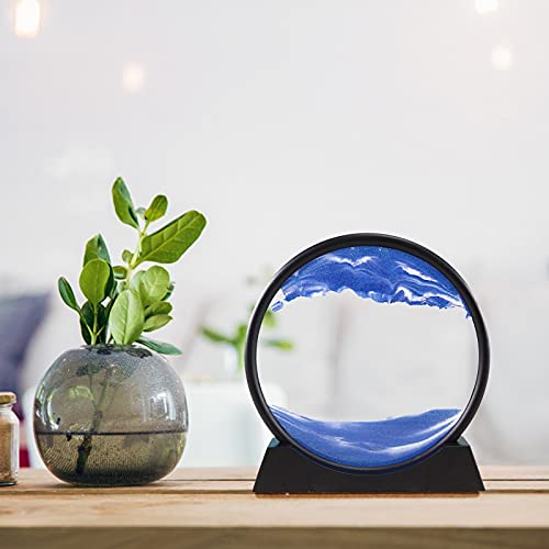 Tegoeoli Deep Sea Sand Art Moving Sand Picture 7 Inch Blue Tabletop Decoration