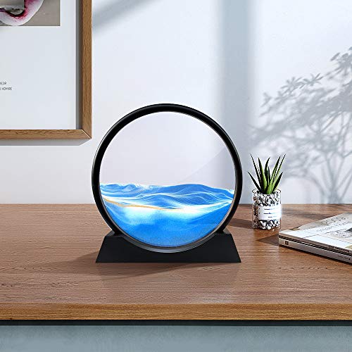 Tegoeoli Deep Sea Sand Art Moving Sand Picture 7 Inch Blue Tabletop Decoration