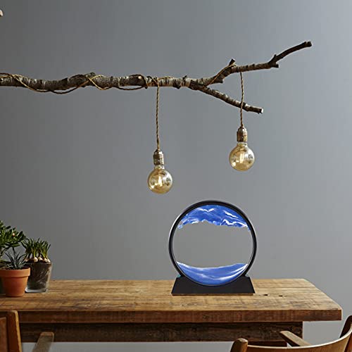 Tegoeoli Deep Sea Sand Art Moving Sand Picture 7 Inch Blue Tabletop Decoration