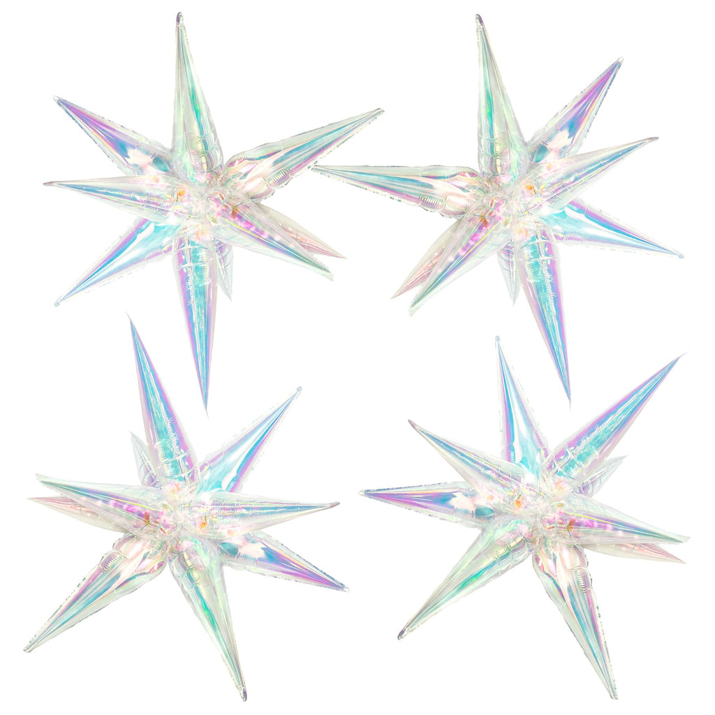 Tellpet 50-Pack Iridescent Spike Foil Star Balloons for Party Decorations