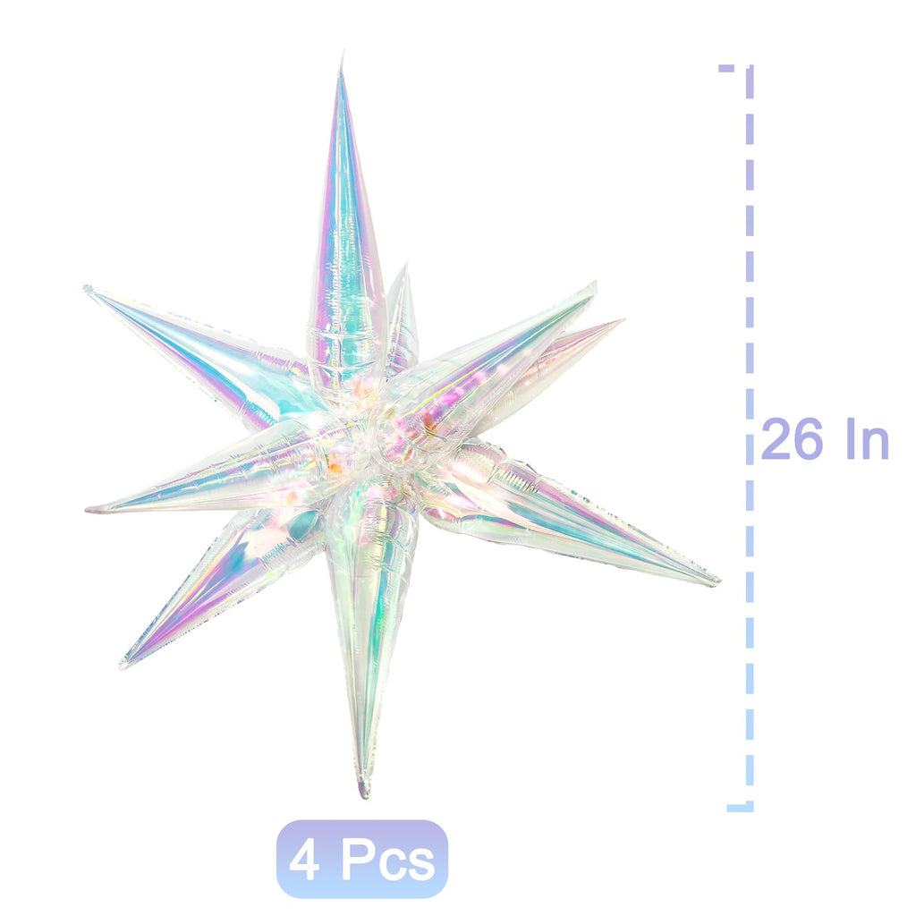 Tellpet 50-Pack Iridescent Spike Foil Star Balloons for Party Decorations