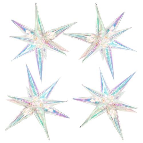 Tellpet 50-Pack Iridescent Spike Foil Star Balloons for Party Decorations