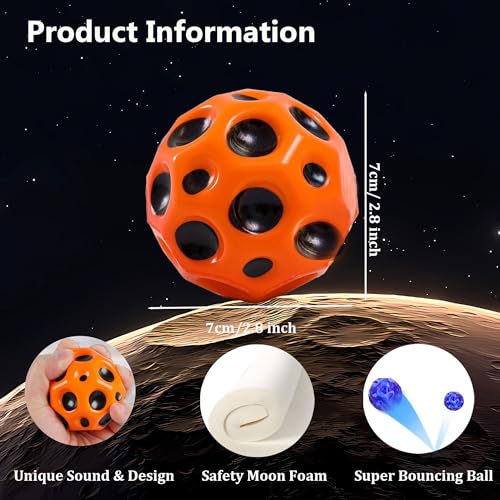 Tendry 4-Pack Moon Foam Bouncy Balls – 3-Inch Super Bounce for Kids & Athletic Training