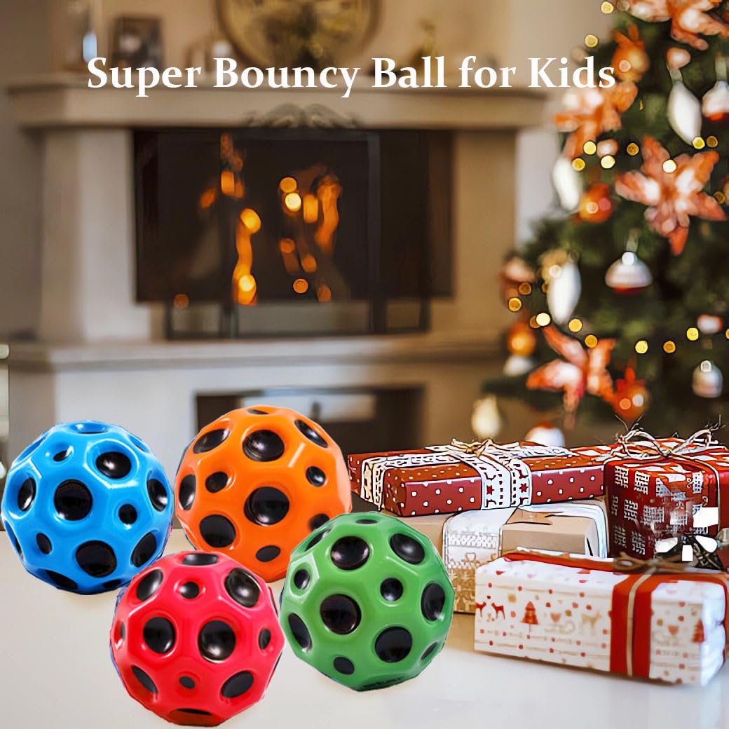 Tendry 4-Pack Moon Foam Bouncy Balls – 3-Inch Super Bounce for Kids & Athletic Training