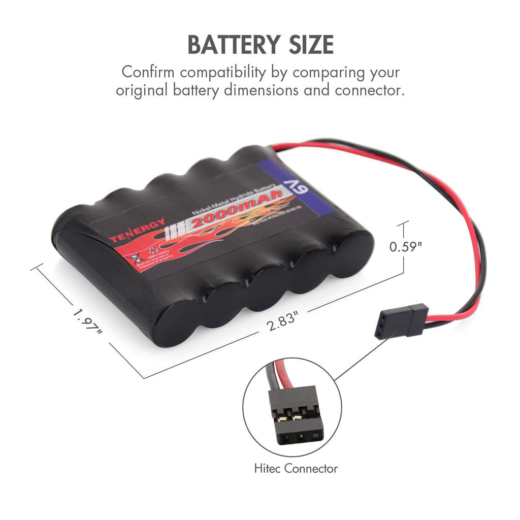 Tenergy NiMH Receiver RX Battery 6V 2000mAh Hitec Connector for RC Airplanes