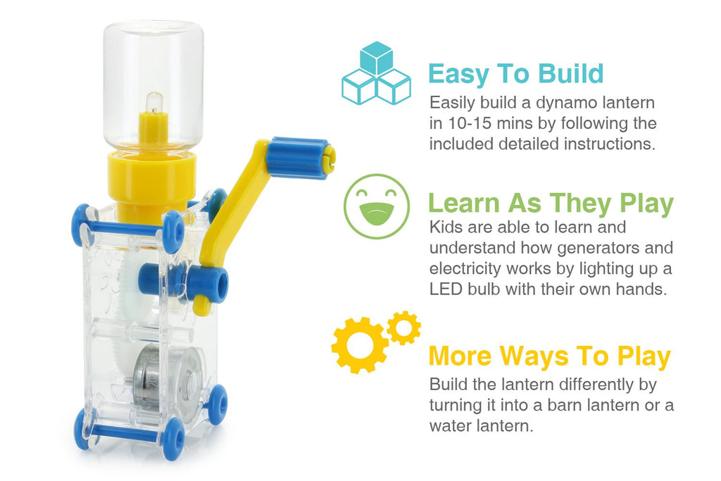 Tenergy ODEV Dynamo Lantern: Hand-Crank STEM Building Toy for Ages 14+