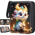 tenmorn 4-Pocket Card Binder for 400 Cards – Black PU Leather Album with 50 Removable Sleeves for TCG, Pokémon, MTG, Yu-Gi-Oh, Sports Cards
