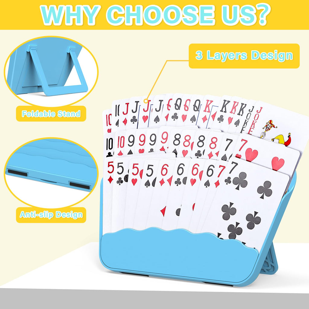 Tenyond 2-Pack Card Holders with Foldable Stand - for Seniors, Arthritis, Travel Games, UNO, Poker