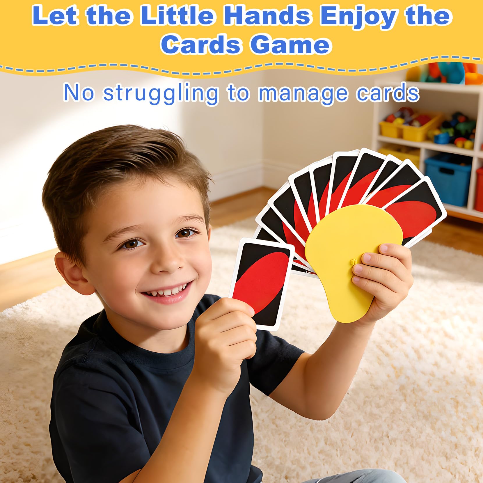 Tenyond Card Holders for Small Hands – 4-Pack (2 Blue, 2 Yellow) – Ergonomic Spring-Loaded Holders for Poker and Games