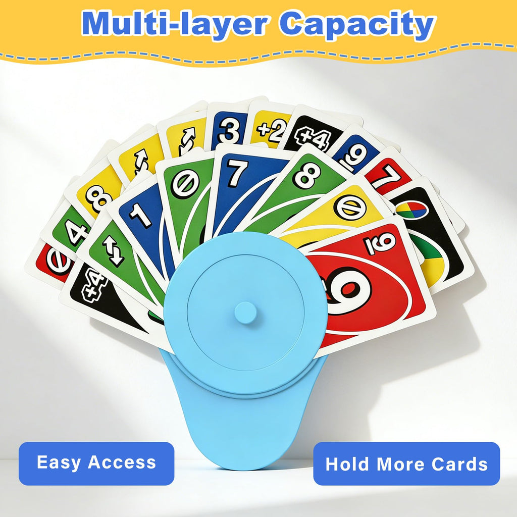 Tenyond Card Holders for Small Hands – 4-Pack (2 Blue, 2 Yellow) – Ergonomic Spring-Loaded Holders for Poker and Games
