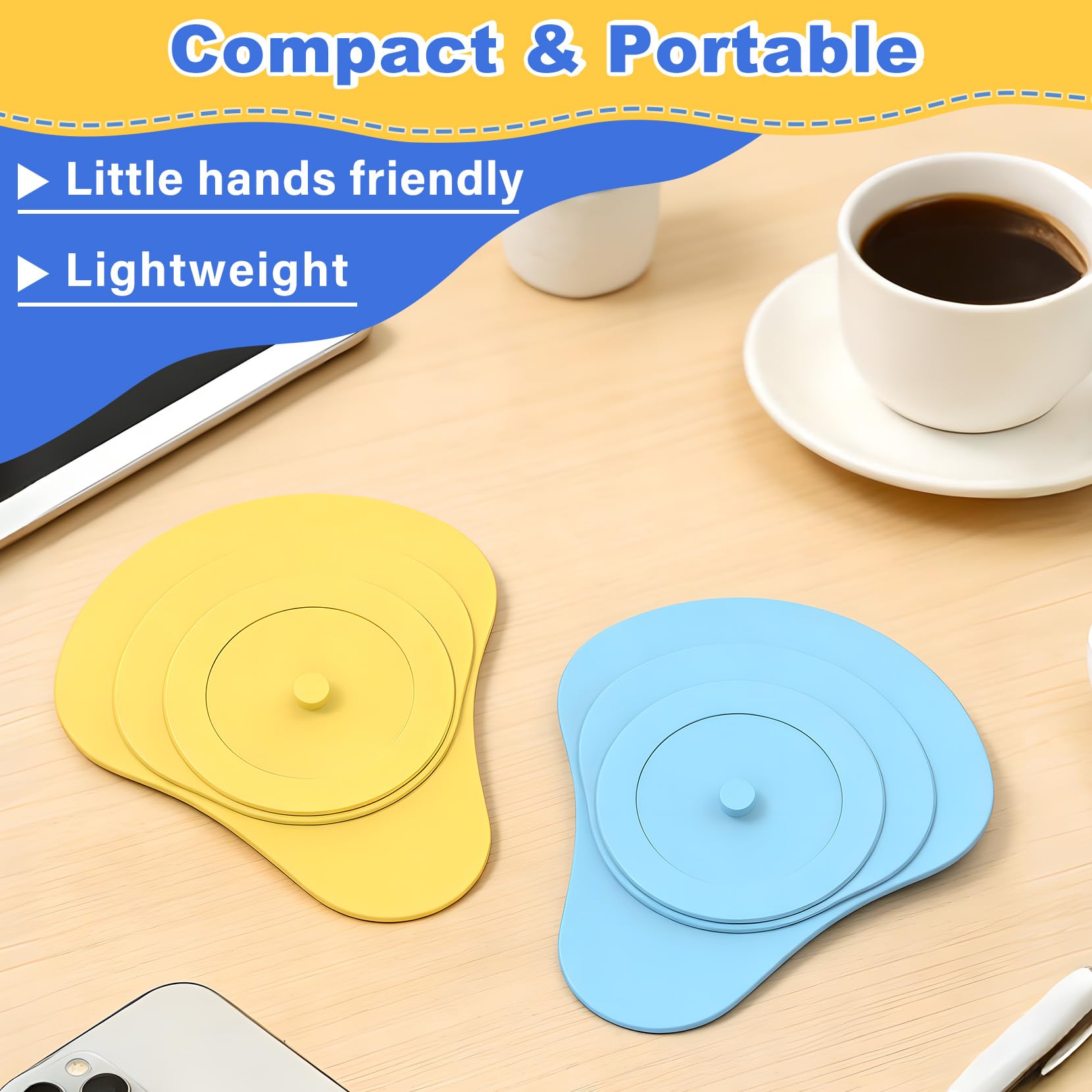 Tenyond Card Holders for Small Hands – 4-Pack (2 Blue, 2 Yellow) – Ergonomic Spring-Loaded Holders for Poker and Games