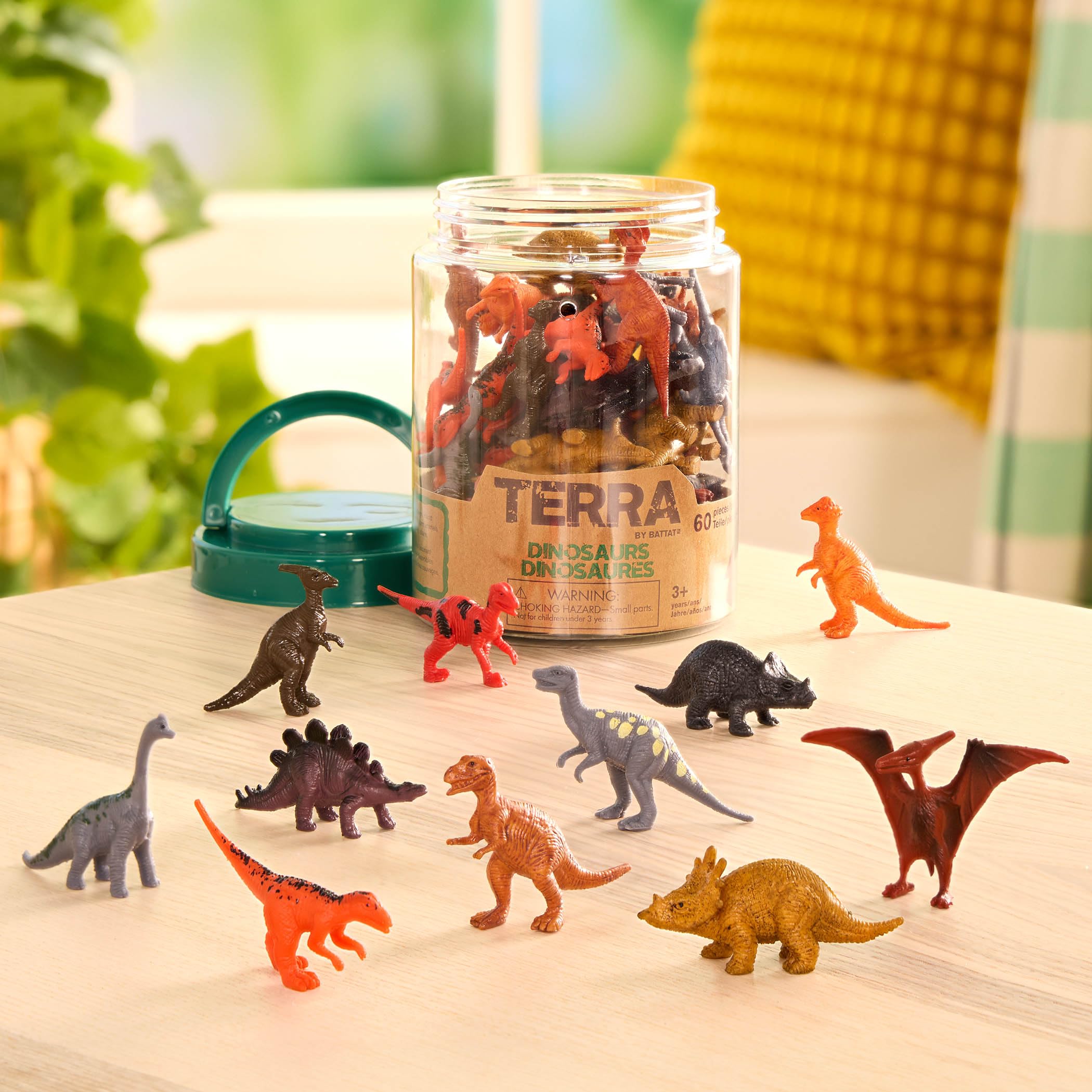 Terra by Battat 60-Piece Mini Dinosaur Figure Set – 12 Species in a Tube for Kids Ages 3+