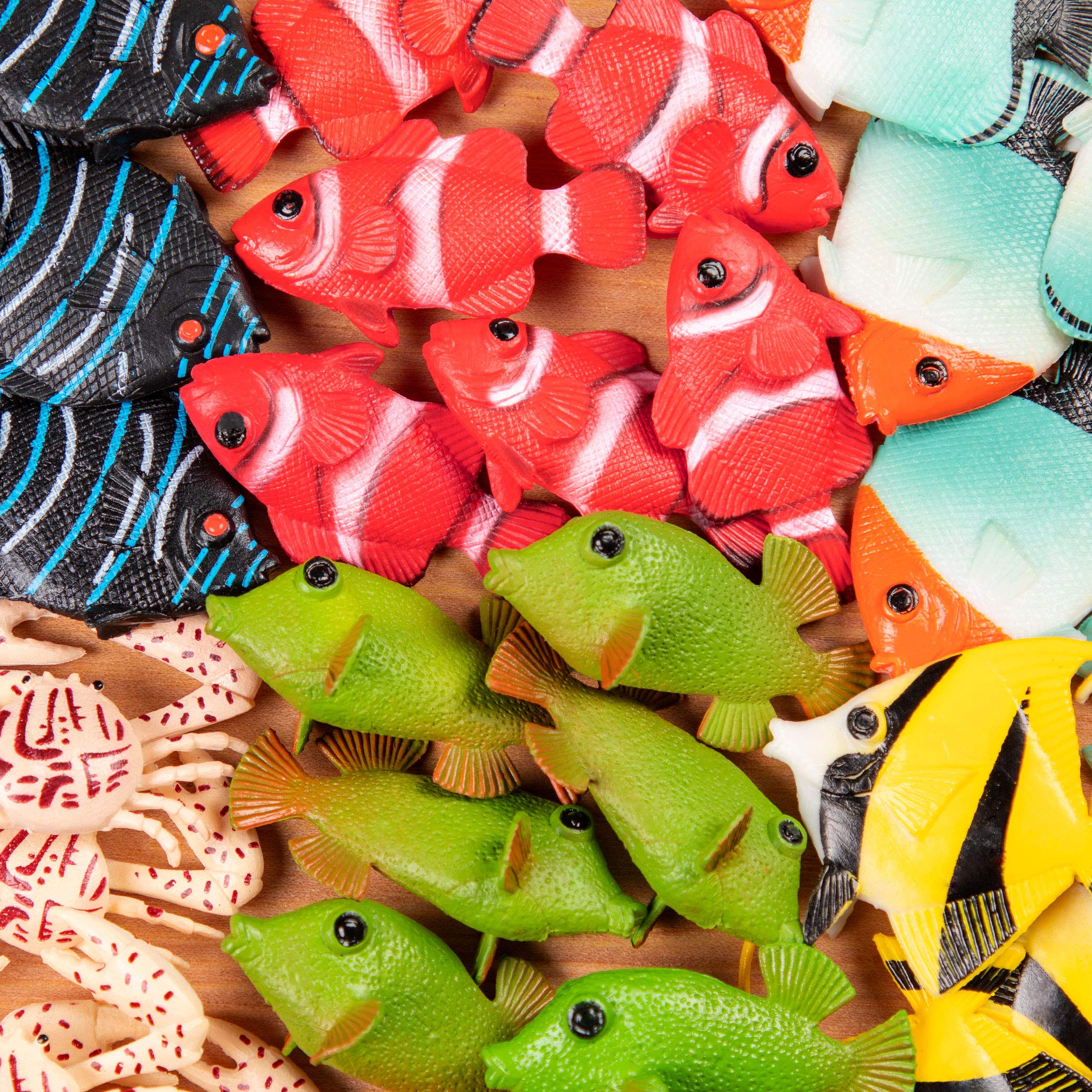 Terra by Battat 60-Piece Tropical Fish & Crab Toy Set – Mini Ocean Animal Figurines for Kids Ages 3+