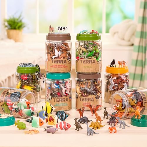 Terra by Battat 60-Piece Wild Creatures Tube – Mini Animal Figurines for Kids 3+