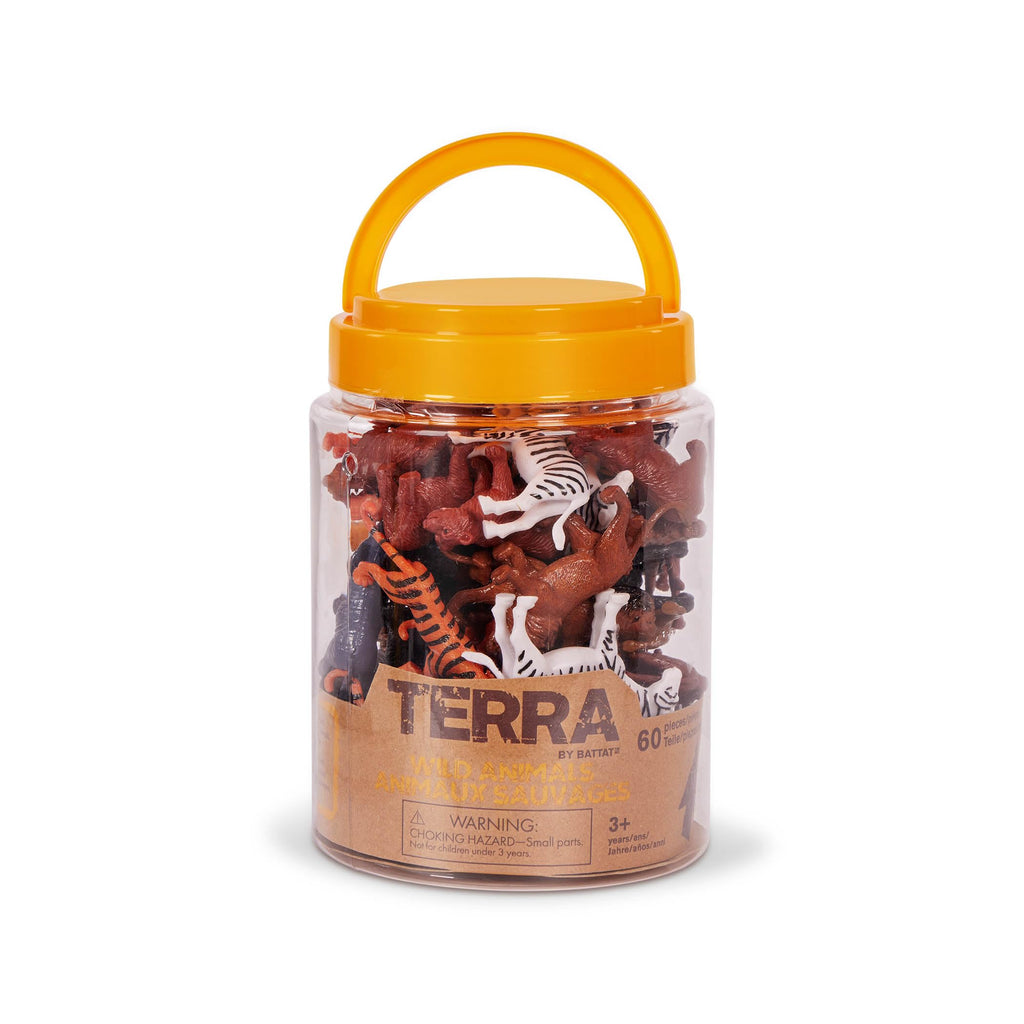 Terra by Battat 60-Piece Wild Creatures Tube – Mini Animal Figurines for Kids 3+