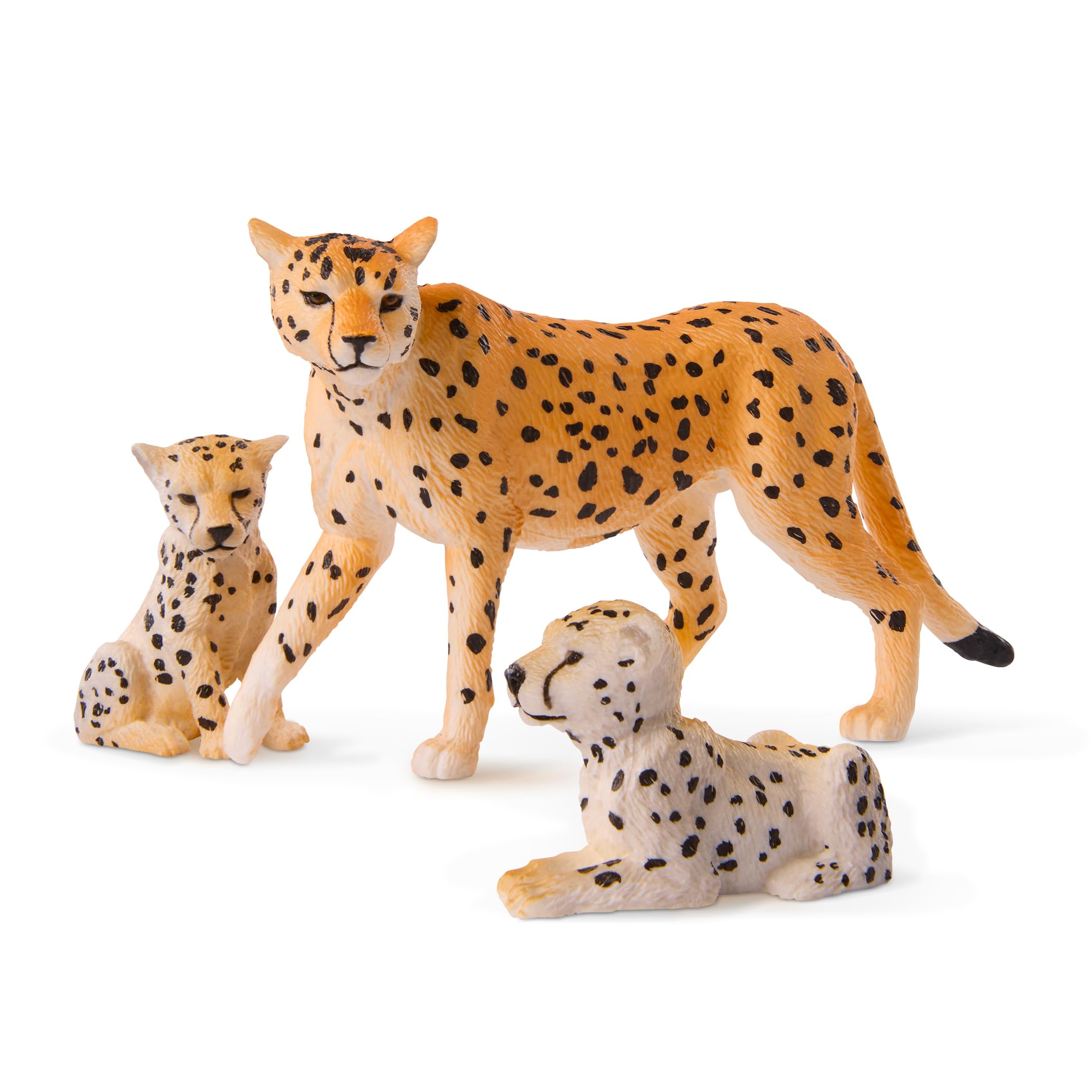 Terra by Battat Cheetah Family – 4 Realistic Plastic Figurines – Educational Safari Toy for Kids 3+