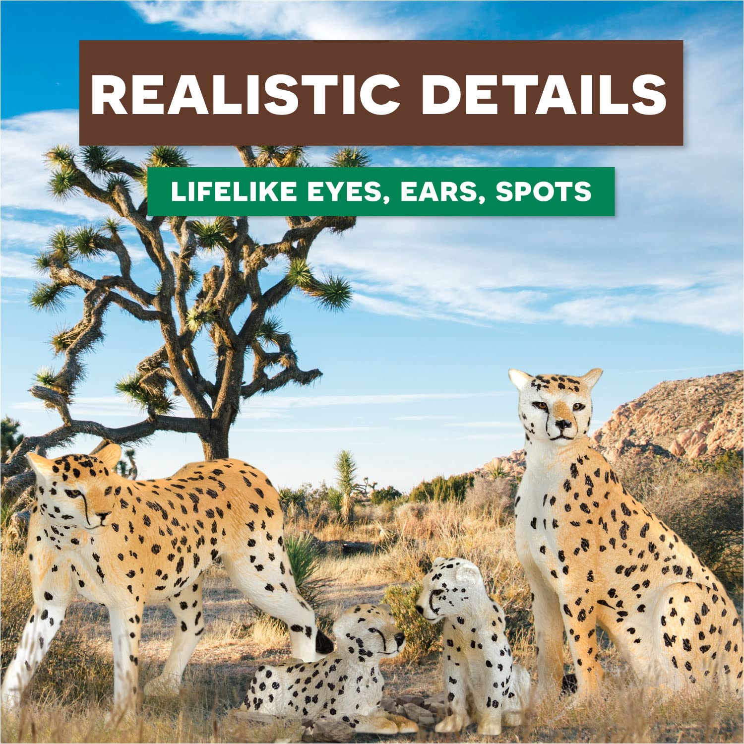 Terra by Battat Cheetah Family – 4 Realistic Plastic Figurines – Educational Safari Toy for Kids 3+