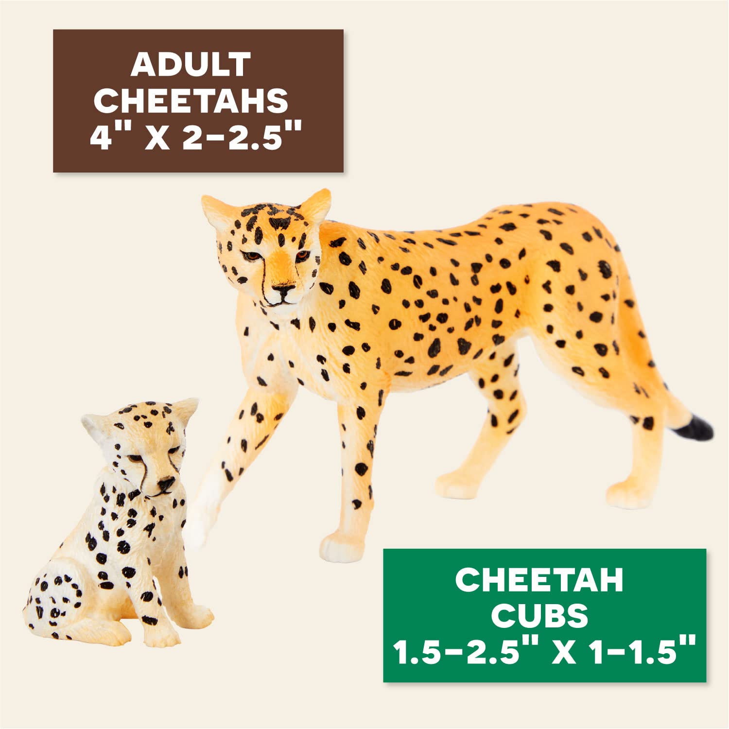 Terra by Battat Cheetah Family – 4 Realistic Plastic Figurines – Educational Safari Toy for Kids 3+