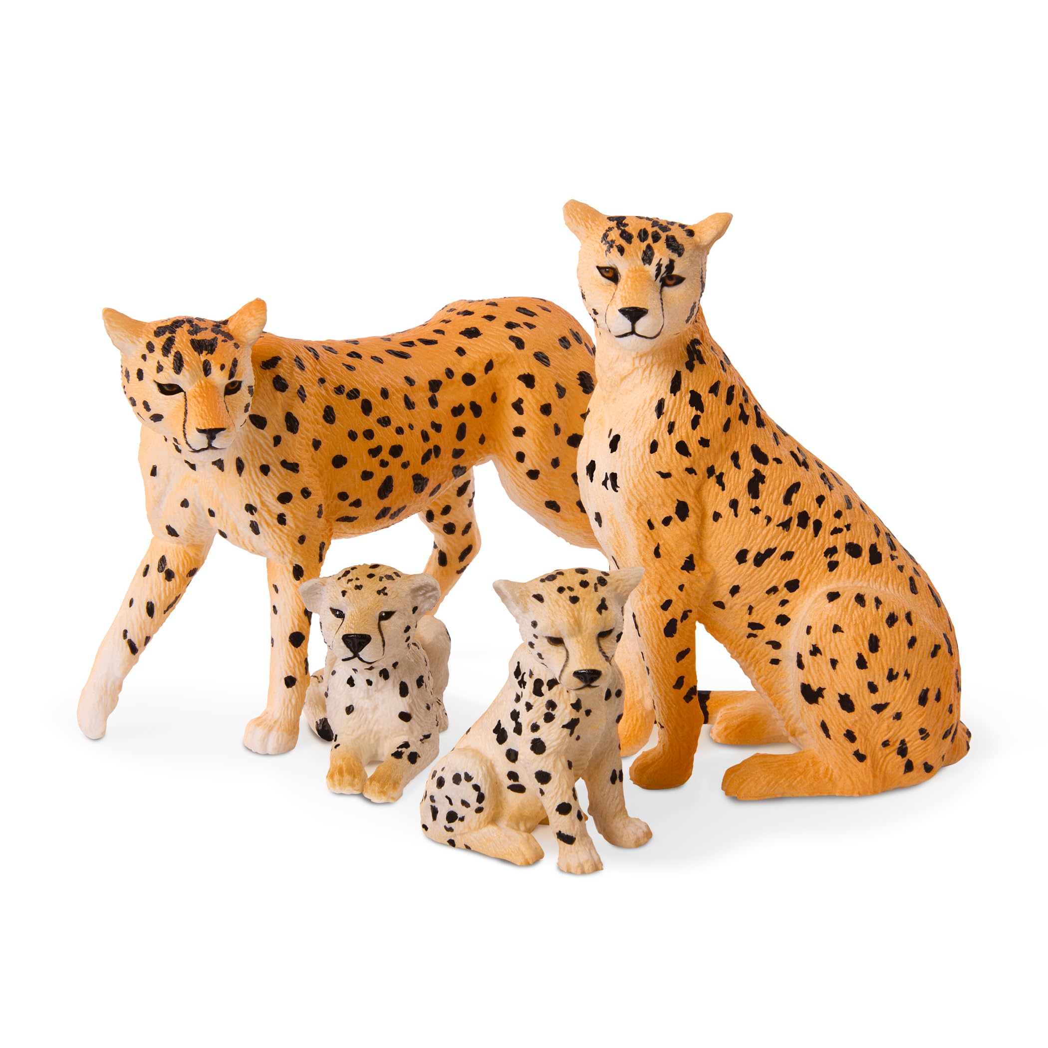 Terra by Battat Cheetah Family – 4 Realistic Plastic Figurines – Educational Safari Toy for Kids 3+