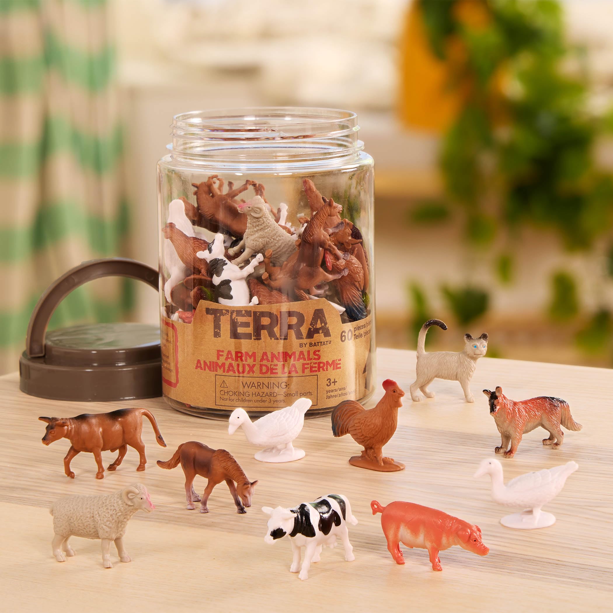 Terra by Battat Farm Animals Tube Set – 60 Mini Plastic Barnyard Figurines for Kids Ages 3+