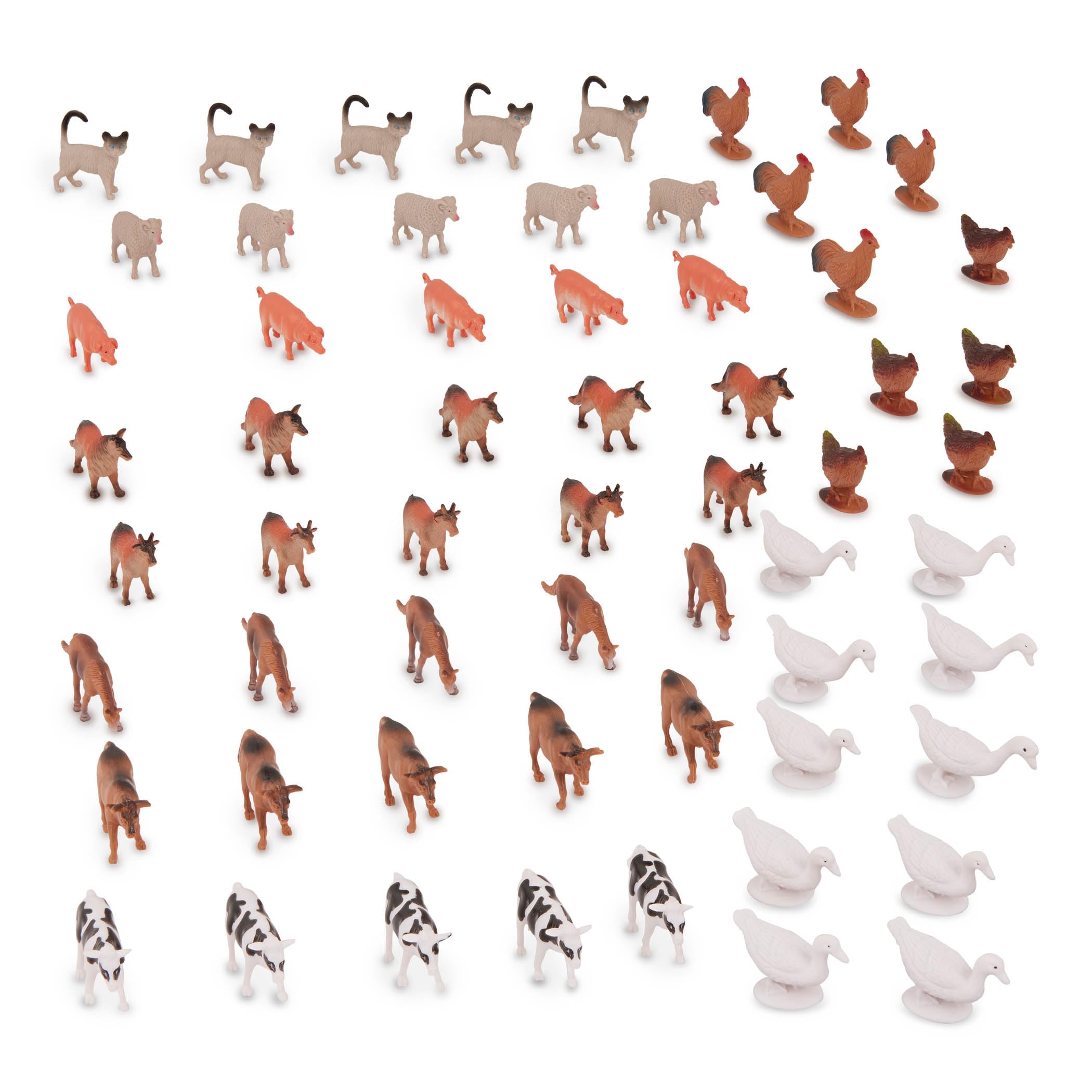 Terra by Battat Farm Animals Tube Set – 60 Mini Plastic Barnyard Figurines for Kids Ages 3+