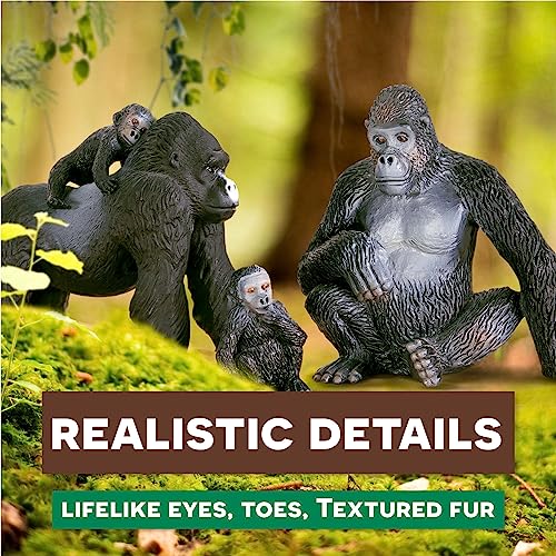 Terra by Battat Gorilla Family Set – 4 Realistic Gorilla Figurines for Kids Ages 3+