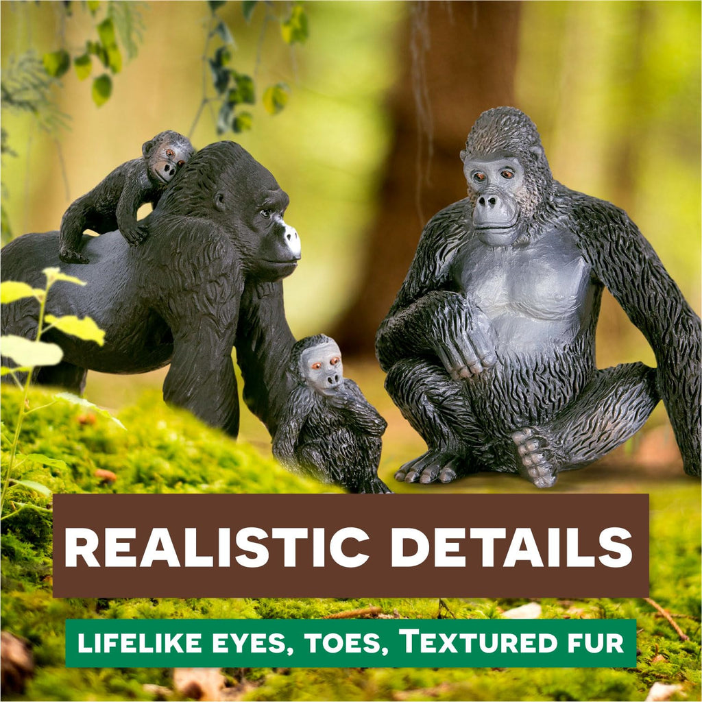Terra by Battat Gorilla Family Set – 4 Realistic Gorilla Figurines for Kids Ages 3+